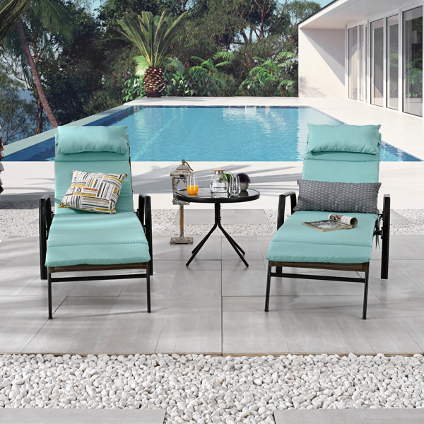 Darby Home Co Wabbaseka Outdoor Metal Chaise Lounge with Table